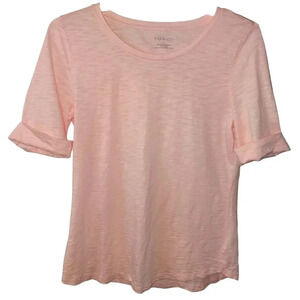 Talbots Simple Baby Pink Cuffed Short Sleeve Tee Tshirt